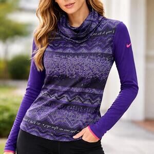 Nike Pro Dri-Fit Women’s Purple Patterned Long Sleeve Workout Top M